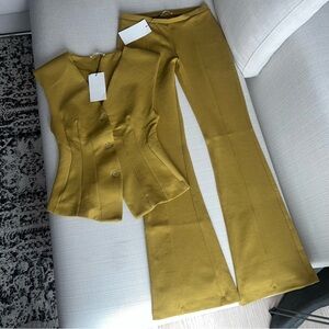 Chic Mustard Women's Flare Pants & Vest Set